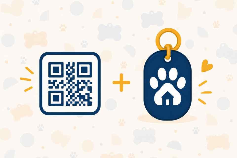 Homing Paws dog tag with optional QR code for private pet profile access