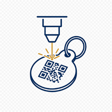 Laser-engraved QR code dog tag icon